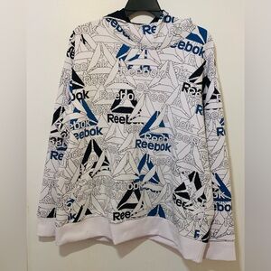 Reebok Mens 2XL Hoodie Unwind White Blue Black